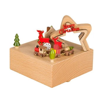 

Wooden Crafts Christmas Stars Wish You a Merry Christmas Handicraft Music Box Music Box
