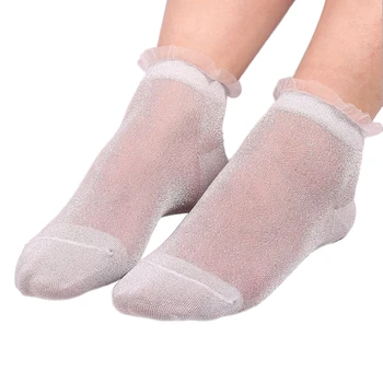 

Ultrathin Transparent Shiny Silk Lace Sox Soft Short Ankle Socks Elastic Hosiery