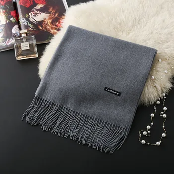 

Luxury Solid Women Scarf Winter Cashmere Pashmina Shawls Warm Lady Blanket Wraps Bufanda Scarves Tassel Neck Echarpe 2020