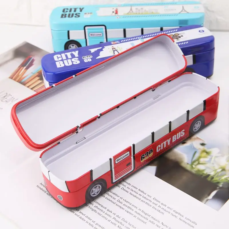 Творческий мультфильм моделирование автобусов Ручка Карандаш Чехол большой емкости двухслойные коробка школьные принадлежности студенческие подарки LX9A