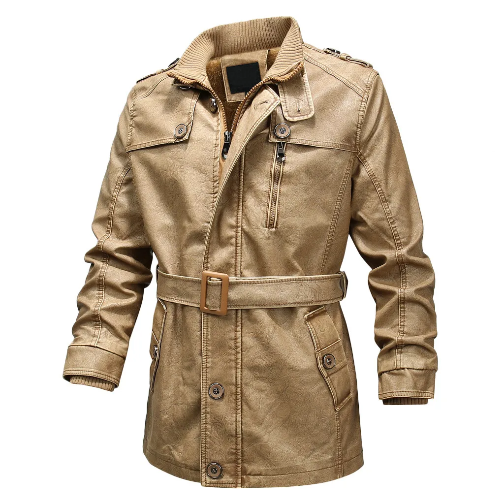 Новая мужская Тонкая кожаная куртка Slim Fit Красивая мотоциклетная мужская кожаная куртка высокая имитация овечьей кожи мужские пальто - Цвет: D