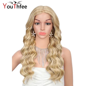 

19inch Long Body Waves Blonde Lace Font Wigs for Women With Baby Hair Japan-made Ready-to-wear Middle Synthetic Hair Lace Wig