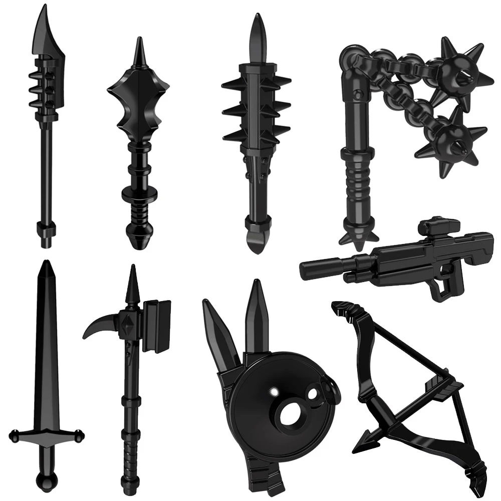 10pcs Lot Medieval Weapons Bow And Arrow Fork Sword Ax Building Blocks Figures Compatible Moc Bricks Toys Blocks Aliexpress