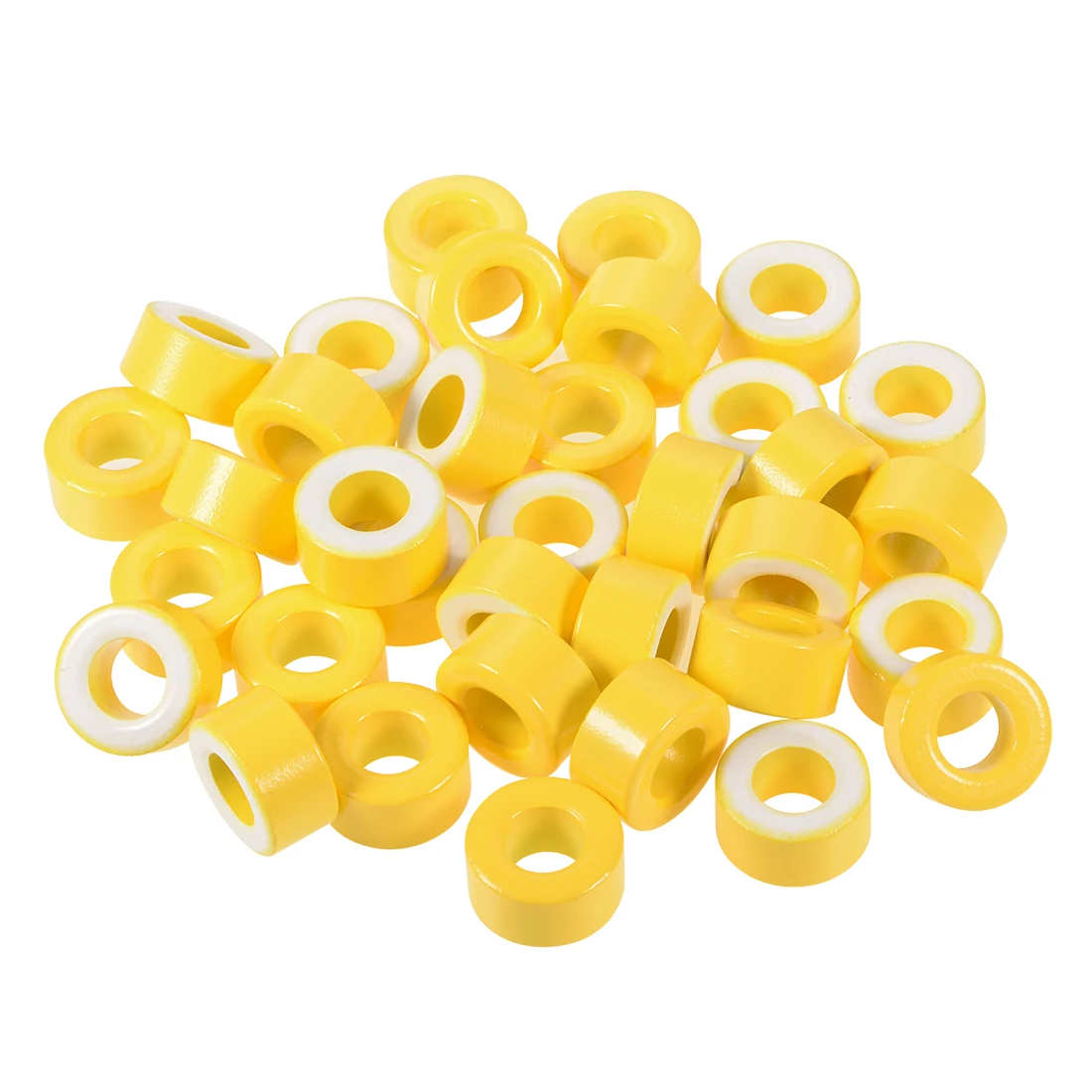 

uxcell 50pcs 14 x 27.3 x 14.8mm Ferrite Ring Iron Powder Toroid Cores Yellow White