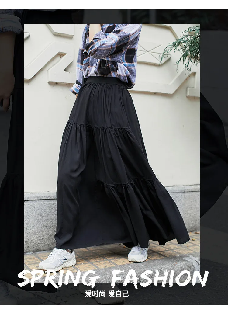 Большие размеры новые осенние повседневные хлопковые макси юбки, черные белые фиолетовые Весенние длинные винтажные юбки 5XL 6XL 7XL корейские Юбки для вечеринок