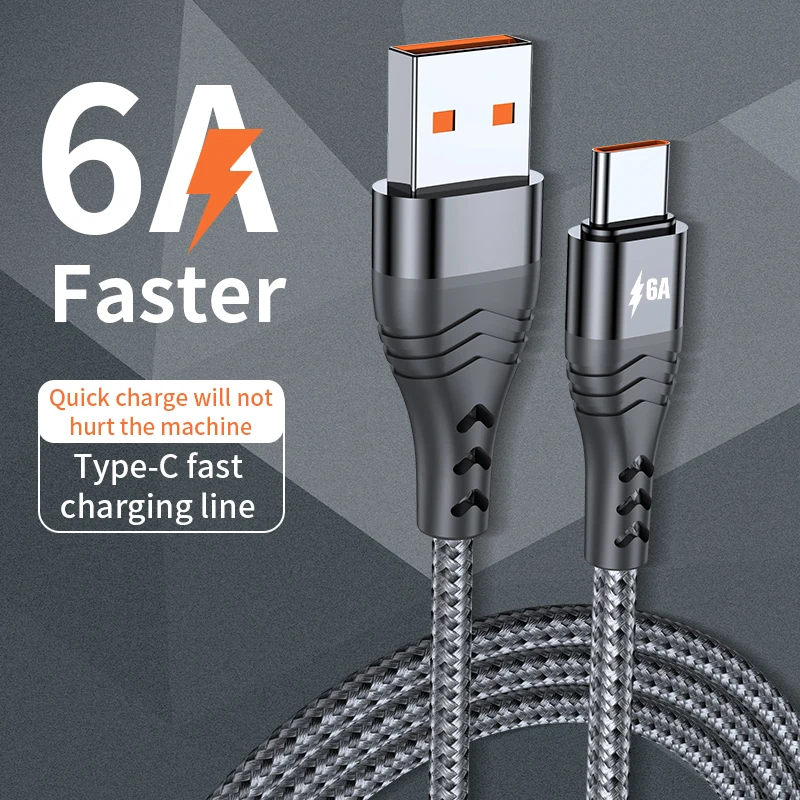 type of charger for android 6A 66W USB Type C Cable Fast Charging Cable 5A Data Cord Charger Cord For Samsung S20 Xiaomi Huawei P40 Pro 3M/2M/1M android charger Cables