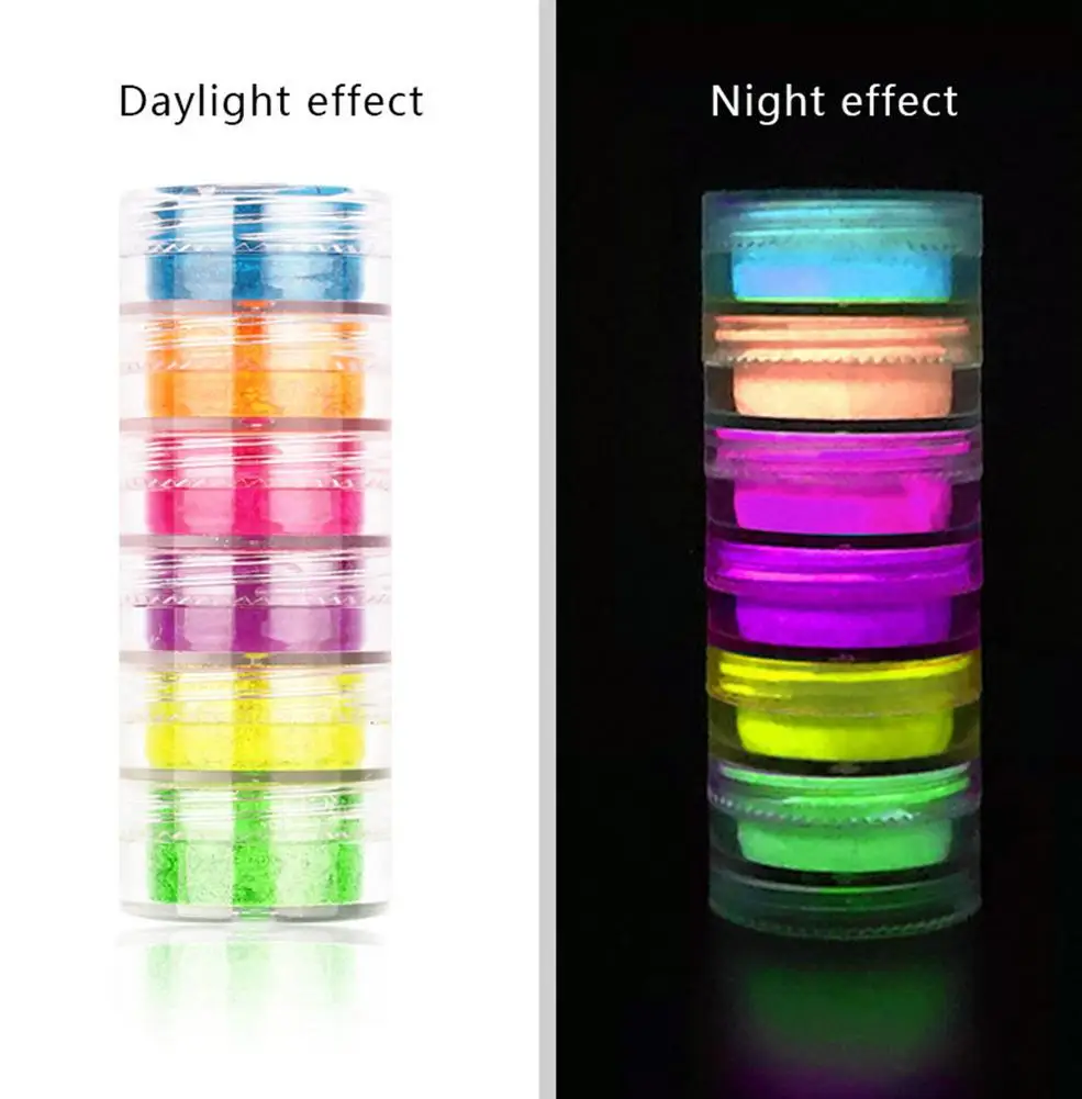 Nail Glitter Powder Neon Phosphor Powder 6 Colors Fluorescent Nail Glitter Powder For Nail Decoration High Quality Fast Delivery