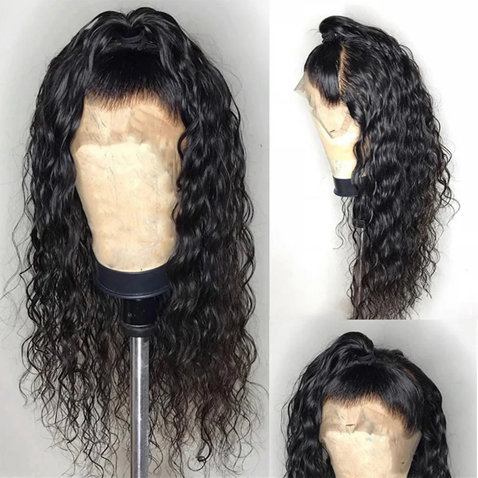 Умело бразильские волнистые парик 150% 13x4 Синтетические волосы на кружеве человеческих волос парики для чернокожих Для женщин предварительно вырезанные с детскими волосами Реми кружевные парики