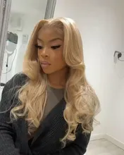 NAstyle-peluca con malla Frontal de cabello humano para mujer, postizo de encaje transparente, color rubio ceniza, Remy, brasileño, 613