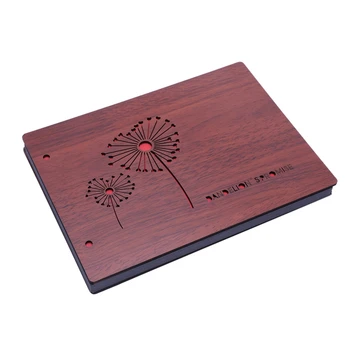 

New DIY Photo Album Wood Cover Anniversary Scrapbook 8 X 6 inches Self-adhesive Picture Book with Black Pages for Wedding Friend