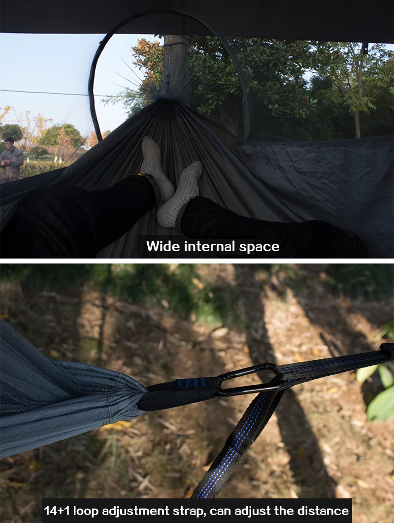 Camping Hammock with Mosquito Net Pop-Up Hammock Light Portable Outdoor Parachute Hammocks Swing Sleeping Hammock Camping Stuff