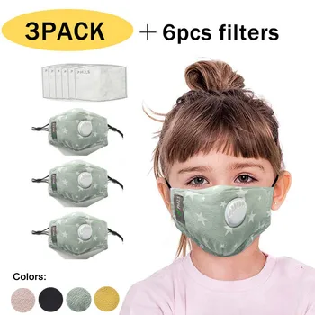

Kid Reusable Cartoon Respirator Dustproof PM2.5 Cover Masks 3PC Mask+6PC Filters Breathable Windproof Protective Mask masque