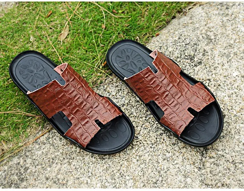 Большие размеры 35-47; мужские сандалии; коллекция года; летние новые стильные сандалии из натуральной кожи; повседневные пляжные шлепанцы трапециевидной формы