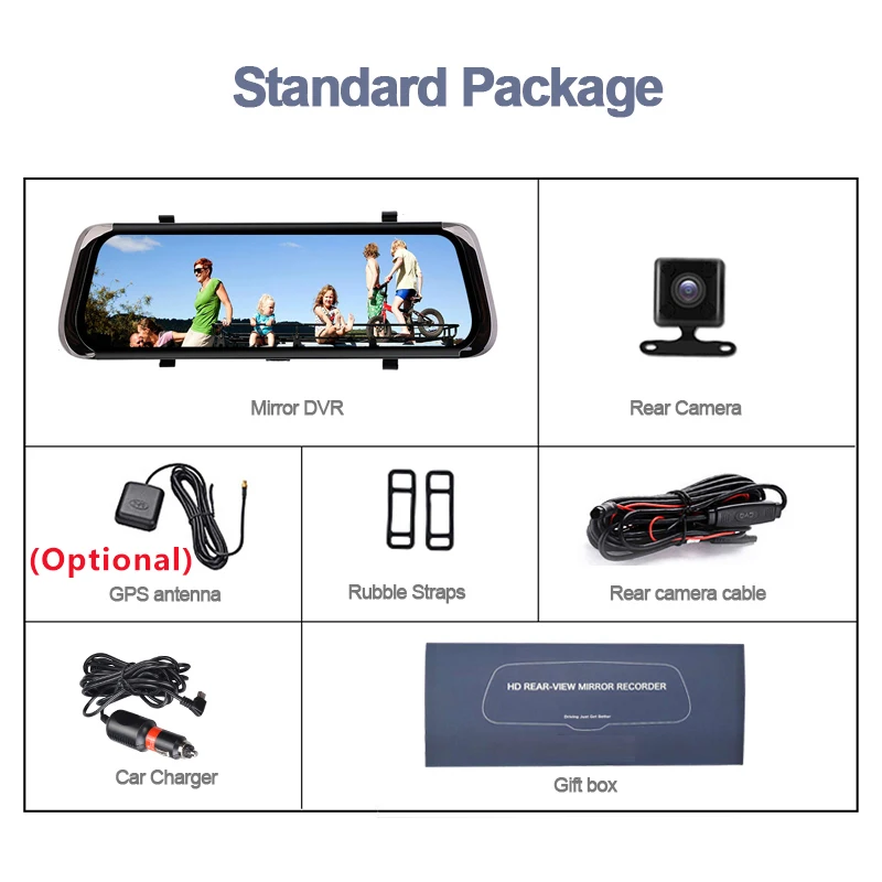 Car Dash Camera GPS Navigation Android 3G 4G WIFI ADAS Remote Monitor Car DVR 10 FHD 1080P Dual Lens Rear View Mirror-6