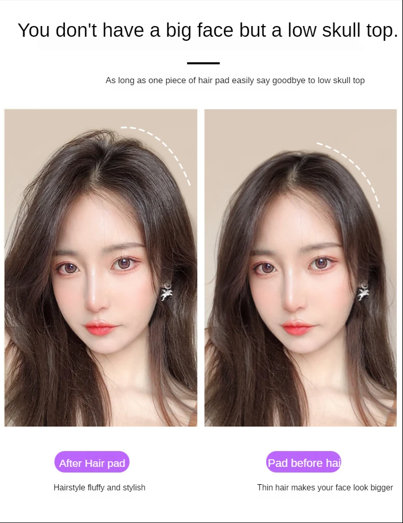 Hair Bun Clip False Bangs Synthetic Pads In One Piece Invisable Seamless Lining of Natural Cover Top Hairpiece Accessories Tools