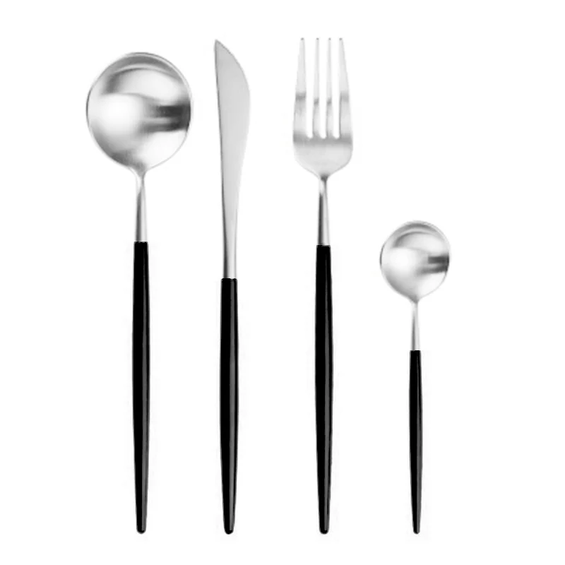 Hifuar 6Pcs/set Portable Stainless Steel Flatware Set Flower Fork Dinner Tableware Set Cutlery Case Kit Camping Travel Utensils - Цвет: 4PCs