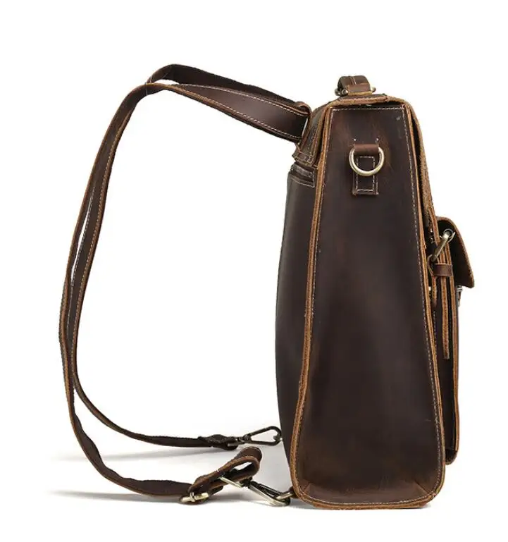 CHSANATO NEW 3 in 1 Business Backpacks Crazy Horse Leather Backpack For Vintage Men Travel Shoulder Bags Quality Male Mochilas