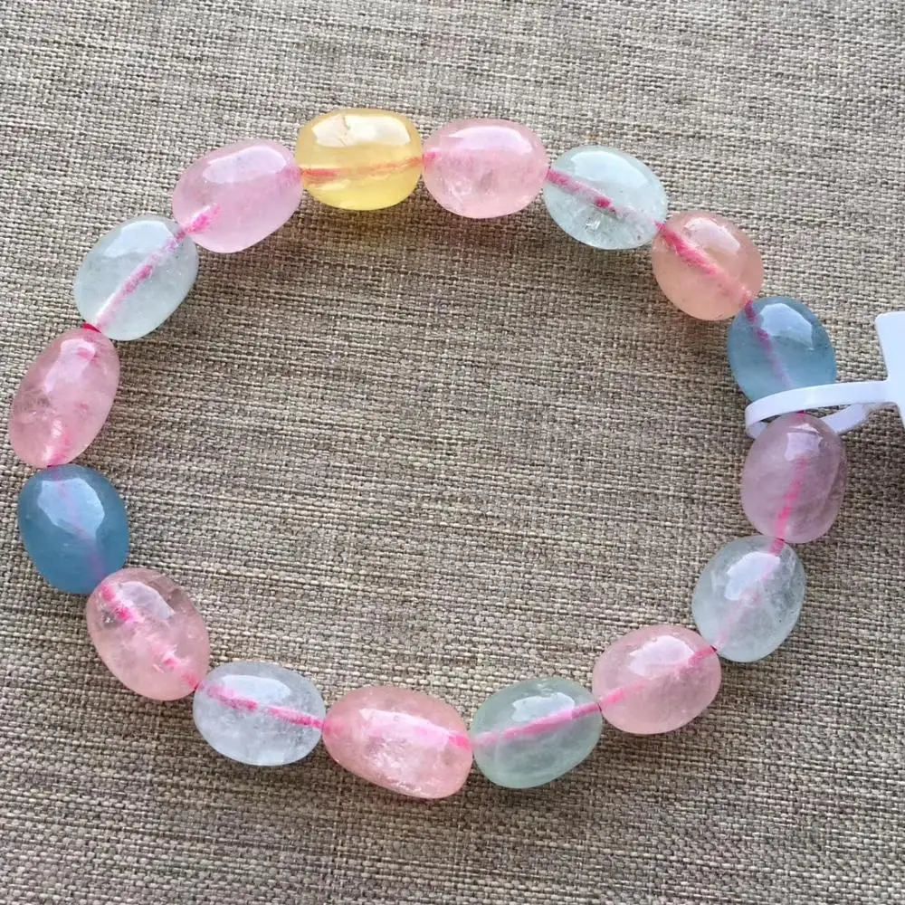 

Natural Colorful Morganite Quartz Beryl Clear Barrel Beads Stretch Women Men Bracelet 9mm Fashion Stone AAAAA