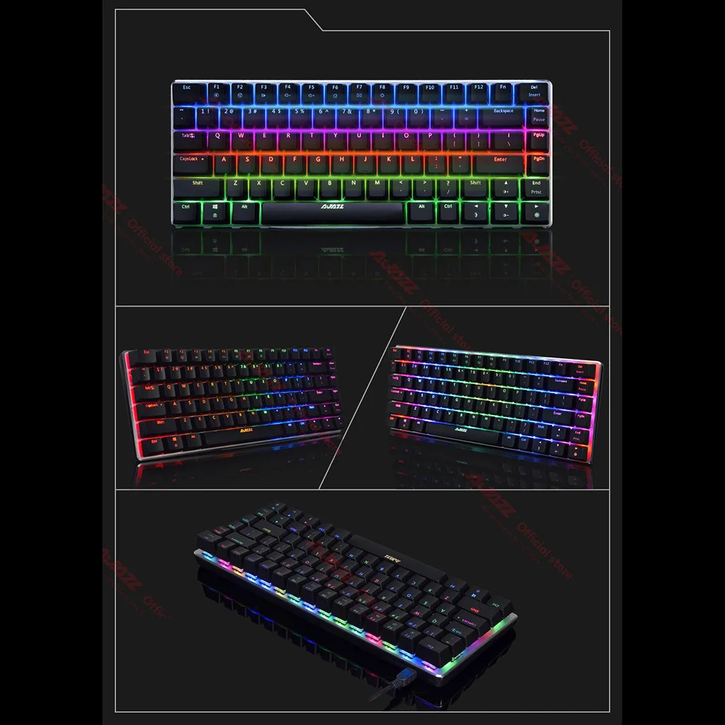RGB Mechanical Keyboard Mini 82 Keys Layout Blue Black Switches Wired Portable Mechanical Keyboard Mini Gaming Keyboard