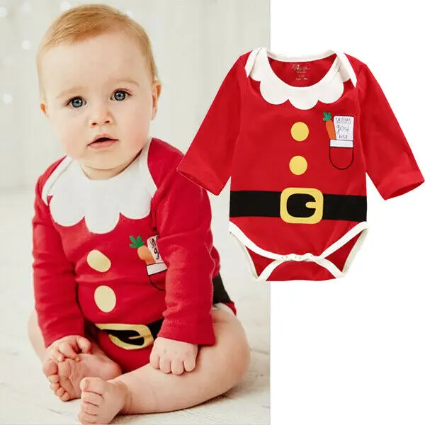 Рождественская Одежда для новорожденных малышей девочек мальчиков одежда