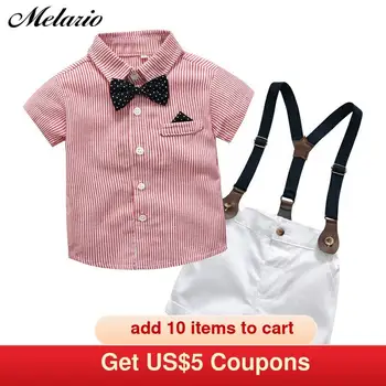 

Melario Infant Boy Summer Clothes New T-Shirt Bib Pants 2Pcs Gentleman Wedding Party Baptism Baby Boys Clothes Kids Clothing
