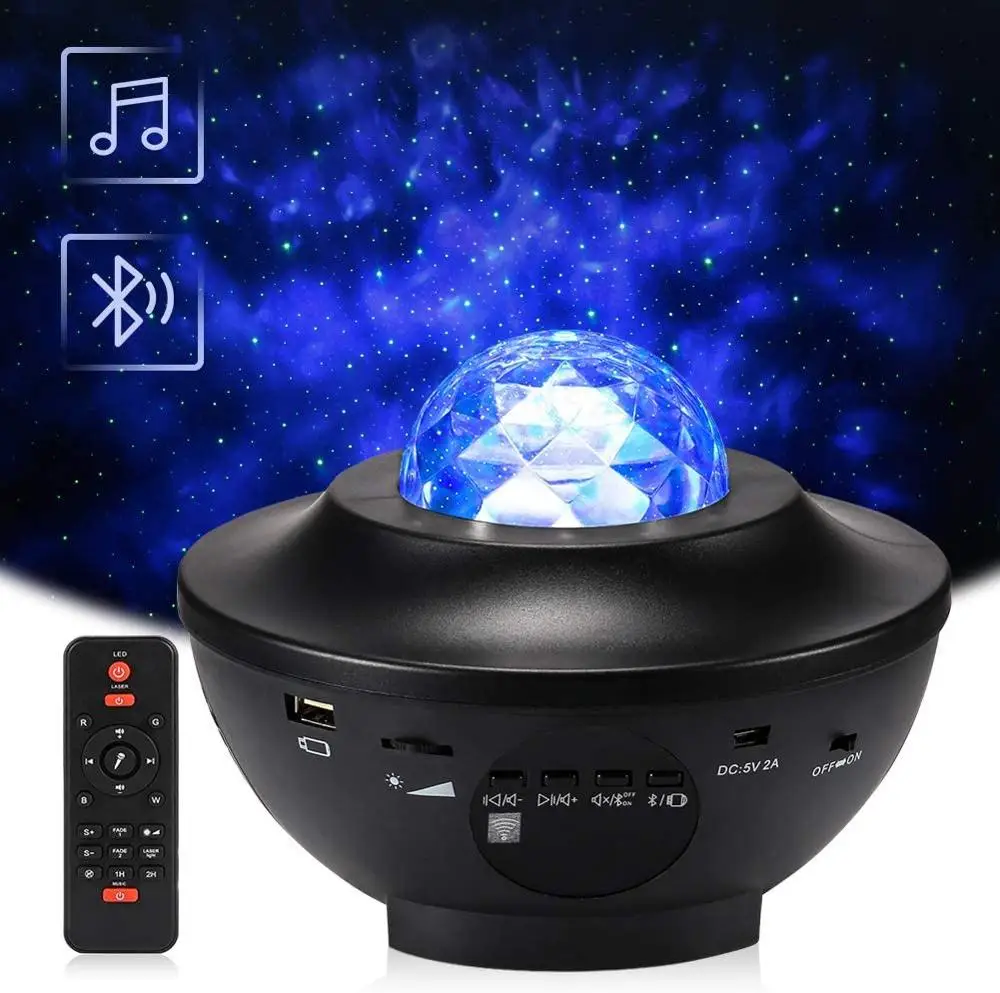 USB LED Galaxy Starry Nights Lamp Ocean Wave Star Projector Night Light Built-In Bluetooth Speaker Christmas Gifts Kids Bedrooms