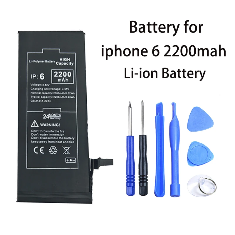 100% абсолютно новый оригинальный аккумулятор для iPhone 6 2200 мАч Замена Высокое