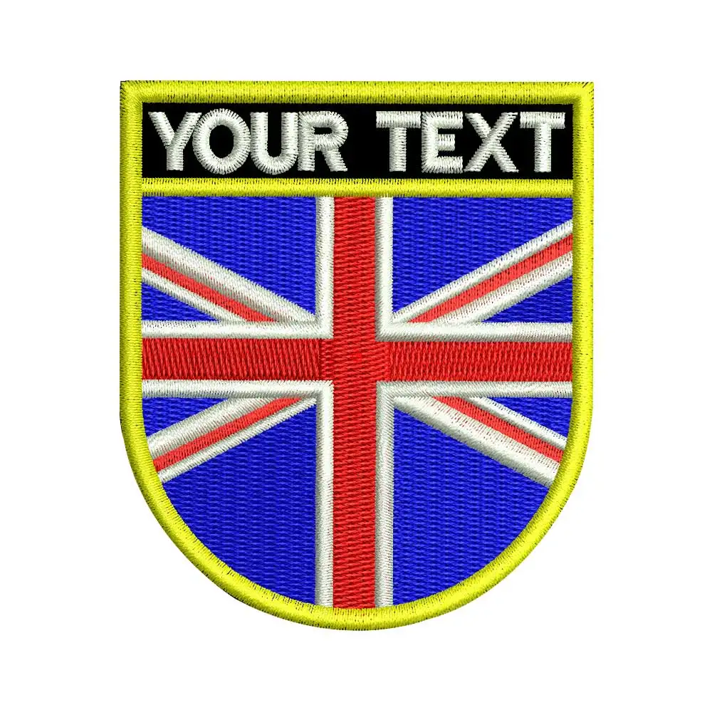 Custom England Flag Name Tags Patch Embroidered Iron On Backing Hook