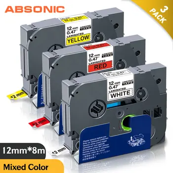 

Absonic 3PK 12mm*8m Label Maker TZe-231 TZe-431 TZe-631 Label Tape For Brother P touch PT-D210 PT-E110 PT-H110 Label Printer