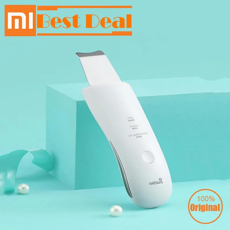 Xiaomi Wellskins Cleaning Beauty Instrument Ultrasonic Facial Skin Scrubber Deep Face Cleaning Blackhead Remove Instrument