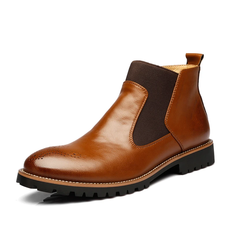 Men Ankle Boots Genuine Leather Chelsea Winter Fur Warm Vintage Classic Motorcycle Snow Boot Casual Shoes for |