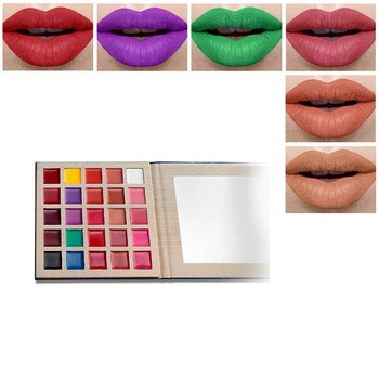 

DE'LANCI 25 Colors Lip Gloss Lipstick Palette Plate Cosmetic Makeup Kit Lasting Moisturizer Cosmetic Beauty Tool for Women Girls