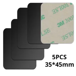 Universal Magnetic Metal Plate for Phone Holder - Iron Sheet Disk Sticker Mount (5pcs Black 35x45mm)