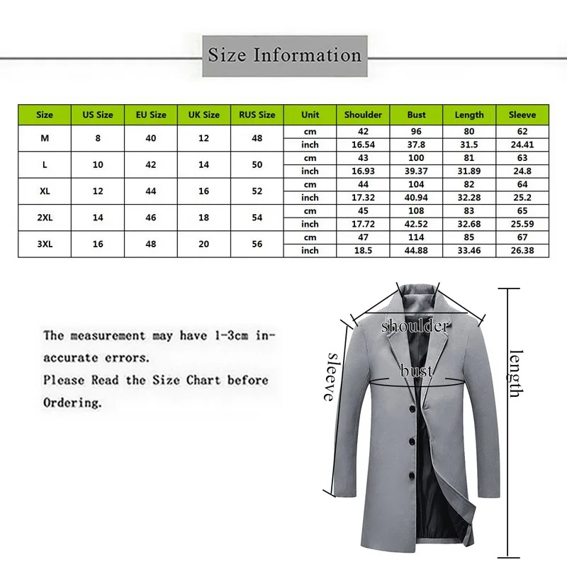 Men Fashion Luxury Double Breasted Woolen Coat New Men Notched Collar Solid Color Long Dust Coats Slim Fit Casual Overcoats