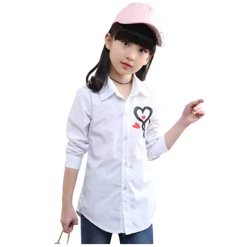 

White Shirt For Girls Cartoon Print Girl Shirts Long Sleeve Kids Blouse For Girls Spring Summer Casual School Clothes For Girls