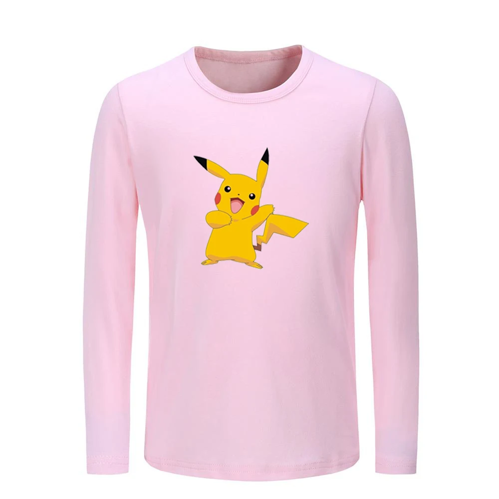 Детские футболки с рисунком покемона покебол PIKACHU Детские футболки с рисунком топы с длинными рукавами для мальчиков и девочек, рождественский подарок