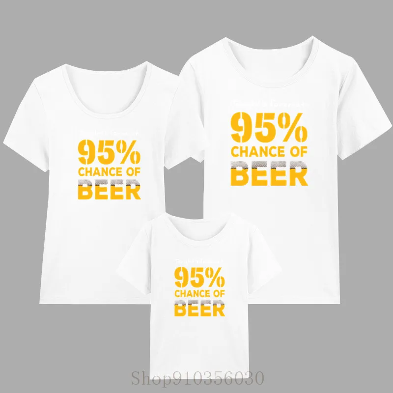 BEER FORECAST 95% chance of beer Рубашки для девочек-подростков Одежда мамы и сына Одинаковые