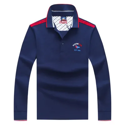 TC8838-NAVY Новинка, Мужская рубашка поло, бренд Tace& Shark, повседневные рубашки поло, мужские пуловеры, 3D вышивка, рубашка поло, длинный рукав, топы - Цвет: TC8838-NAVY