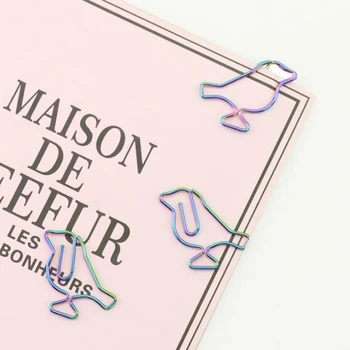 

6 Pcs/pack Kawaii Mini Colorful Bird Shape Hollow Metal Paper Clips Bookmark Photo Memo Clip Escolar Papelaria Gift Stationery