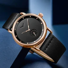 Orologio-reloj de cuarzo deportivo para hombre, cronógrafo conciso de lujo, de cuero genuino, resistente al agua, 2020