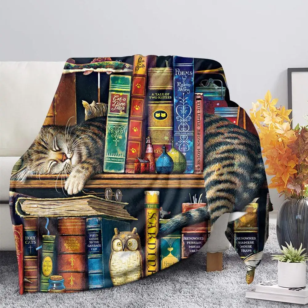 Книжная полка с кошкой TOADDMOS забавное 3D одеяло принтом теплая зимняя простыня до
