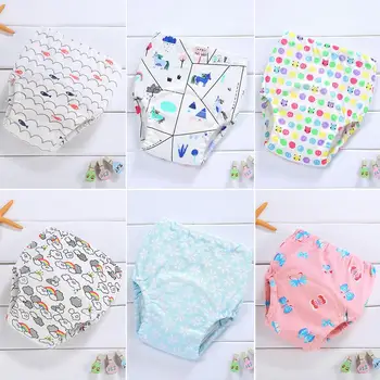 

6pcs Reusable Nappies Baby Diapers Boy Girl Simplicity Comfortable Cartoon Printing Splicing Underpants for Infants Changing