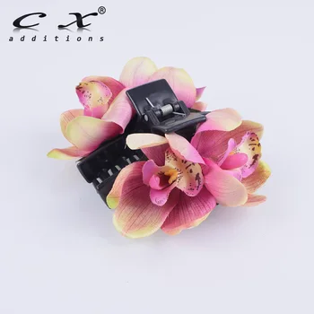 

CXADDITIONS Korean Style Flower Hair Claw Girls Hair Clips Big Fabric Flowers Plastic Hair Claws Band Women Hair Accessories