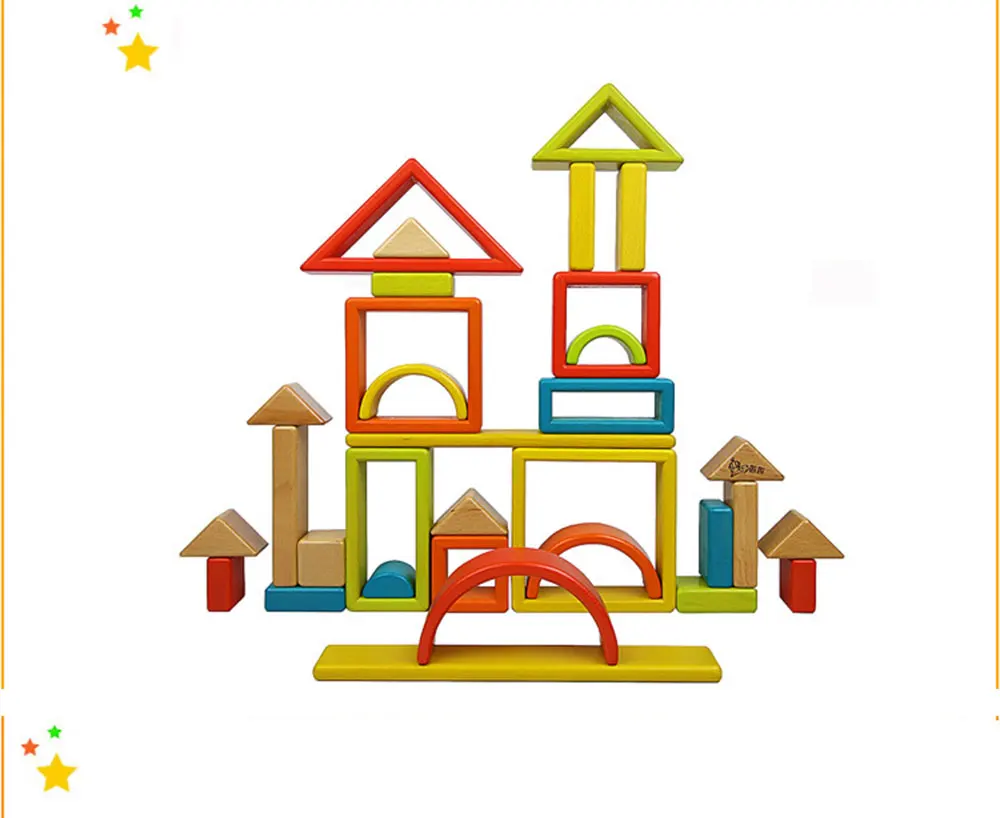 32-piece Kids Wooden Rainbow Stacking Blocks Educational Montessori Toys Baby Early Education Boys and Girls Gifts