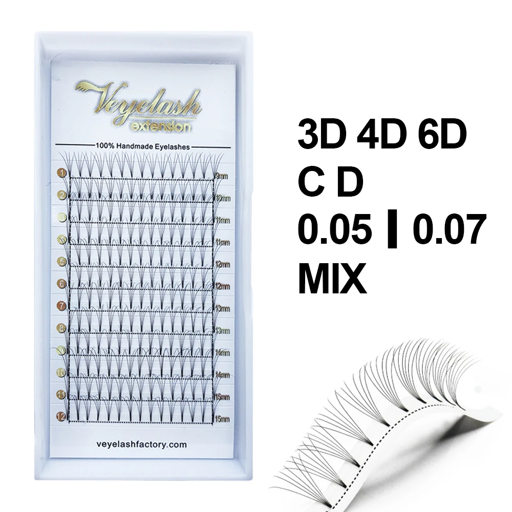 

Viplash 12 lines mix 9-15mm premade volume fan Prefanned 3D 4D 6D premade fan Eyelash Extension premade volume fans
