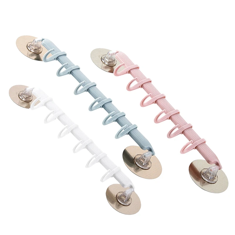 

3Pcs 6 Even Row Of Hooks Strong Adhesive Hook Kitchen Wall Hanging Storage Shelf Nail-Free Seamless Rack Hanger Hook Shelves