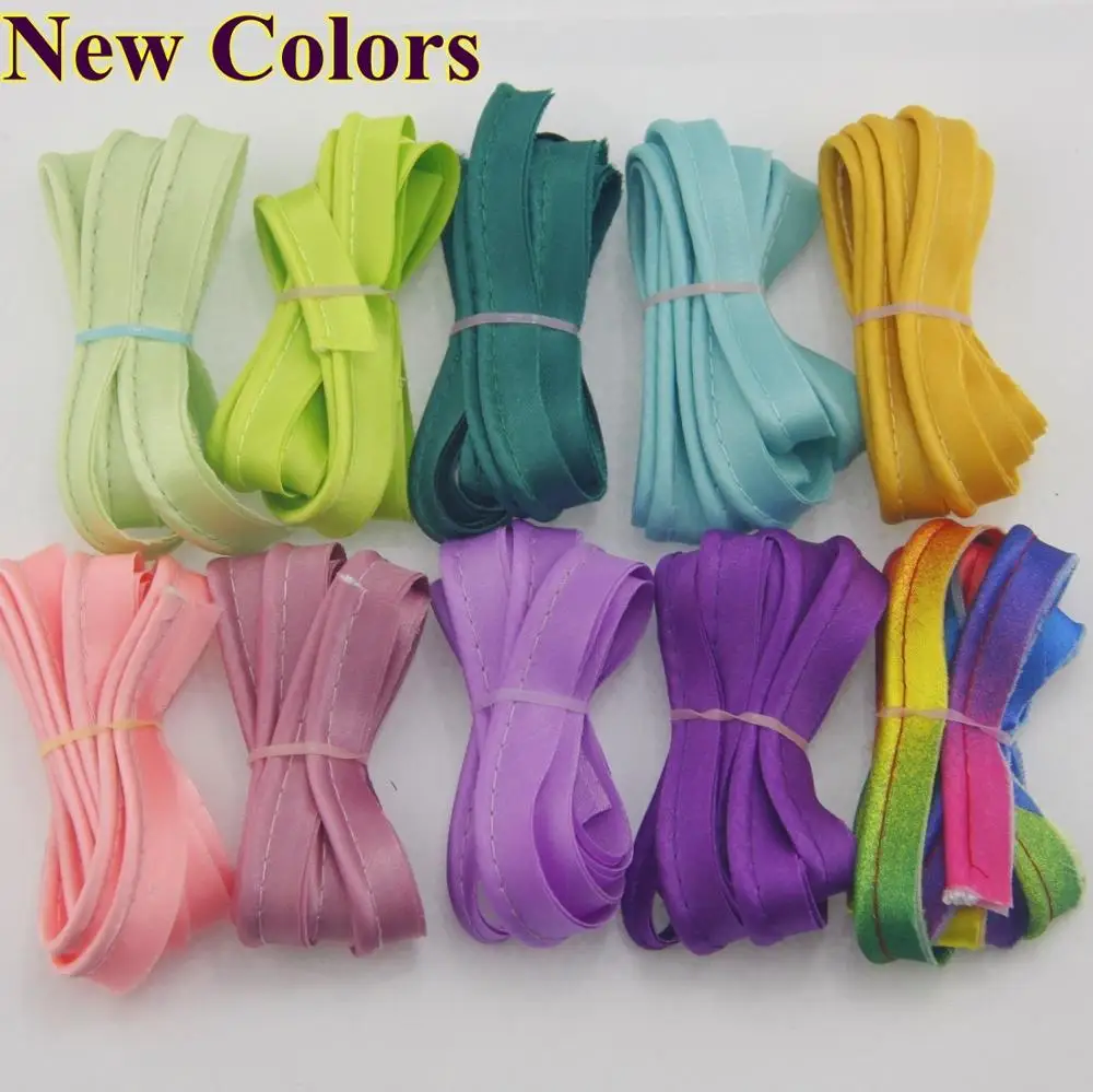 Новые цвета полиэфирная атласная уклонистая окантовка лента со шнуром для