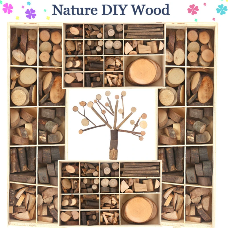 

DIY Kids Nature Wood Art & Craft Toys Creative Original Handmade Wooden Block Twig Drawing On Wood Educational Toys For Children