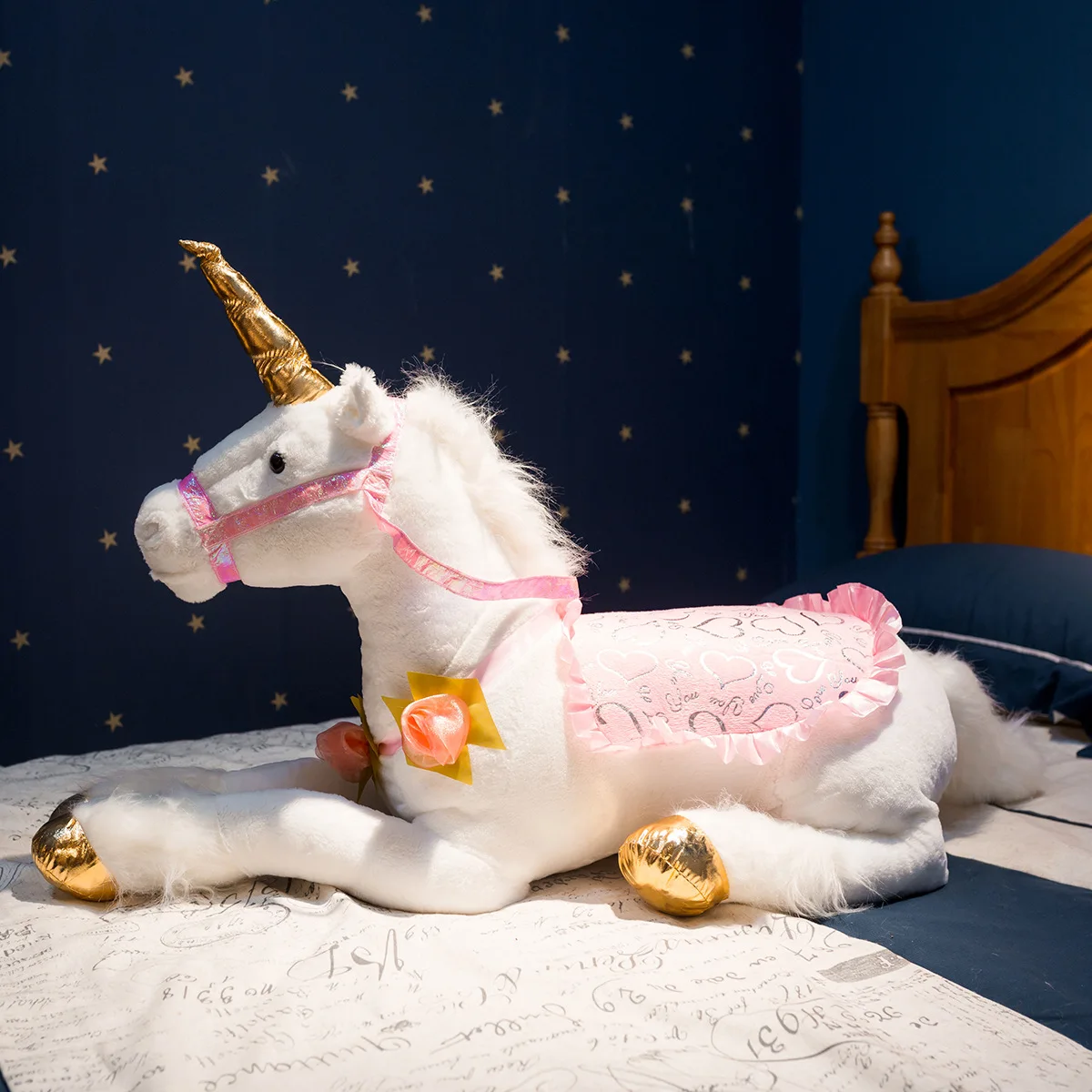 100cm Jumbo White Unicorn Plush Toy Giant Unicorn Stuffed Animal Horse Toy Soft Unicornio Peluche Doll Children Gift Photo Props
