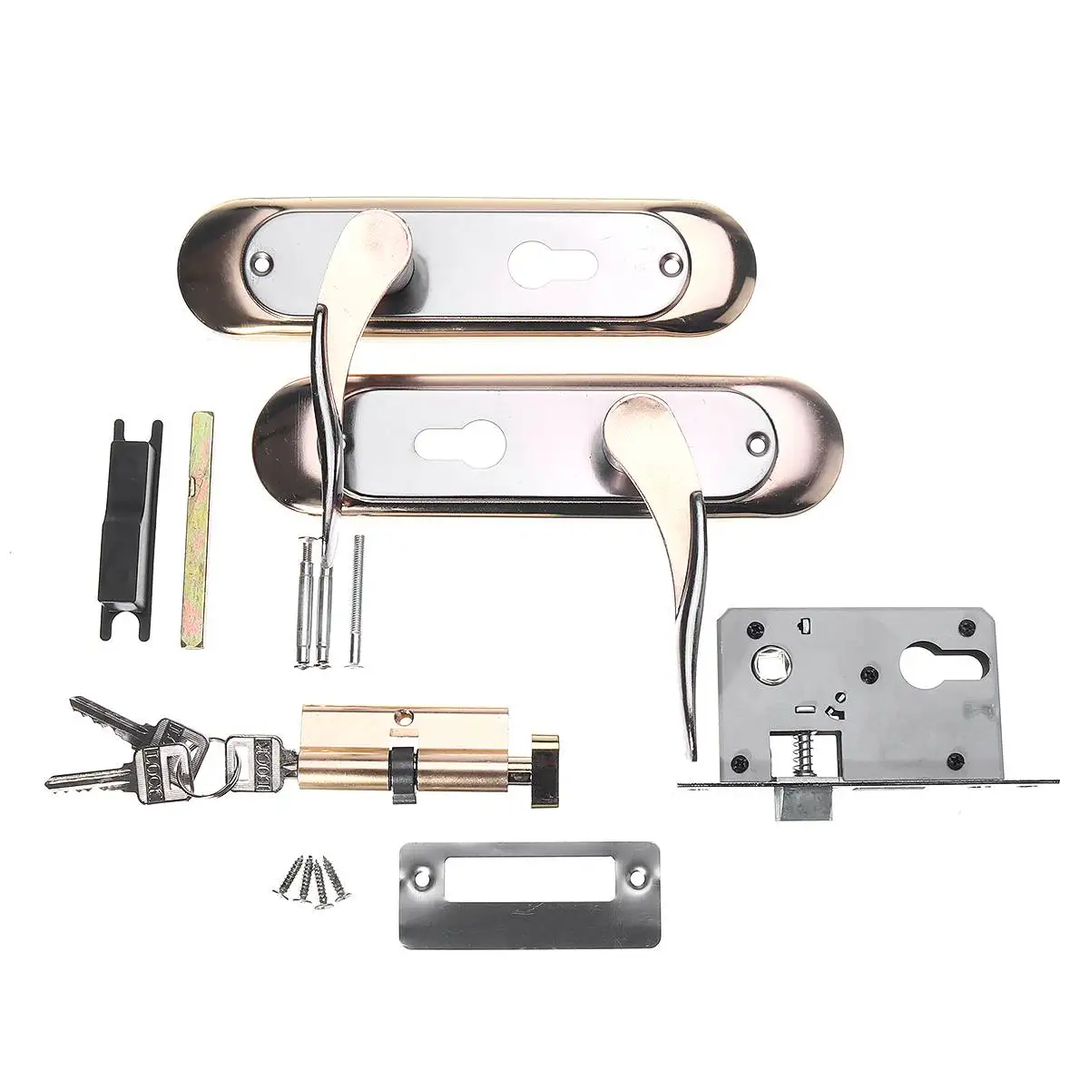 

Aluminum Alloy Mechanical Door Lock Handle Deadbolt Latch Tongue Interior Door Lock Keys Kit Home Office Security Door Hardware